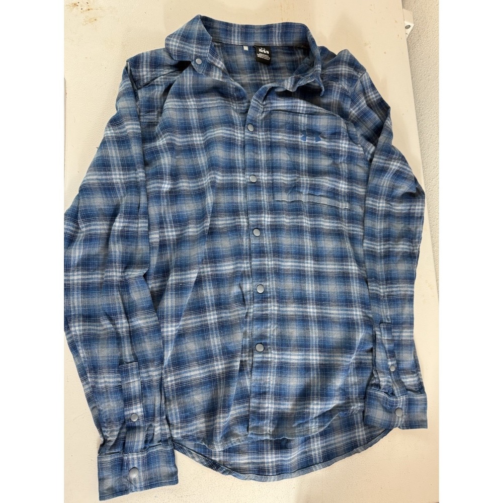 Under‎ Armour  Flex Flannel LS Snap Front Shirt Mens Size L Blue Plaid